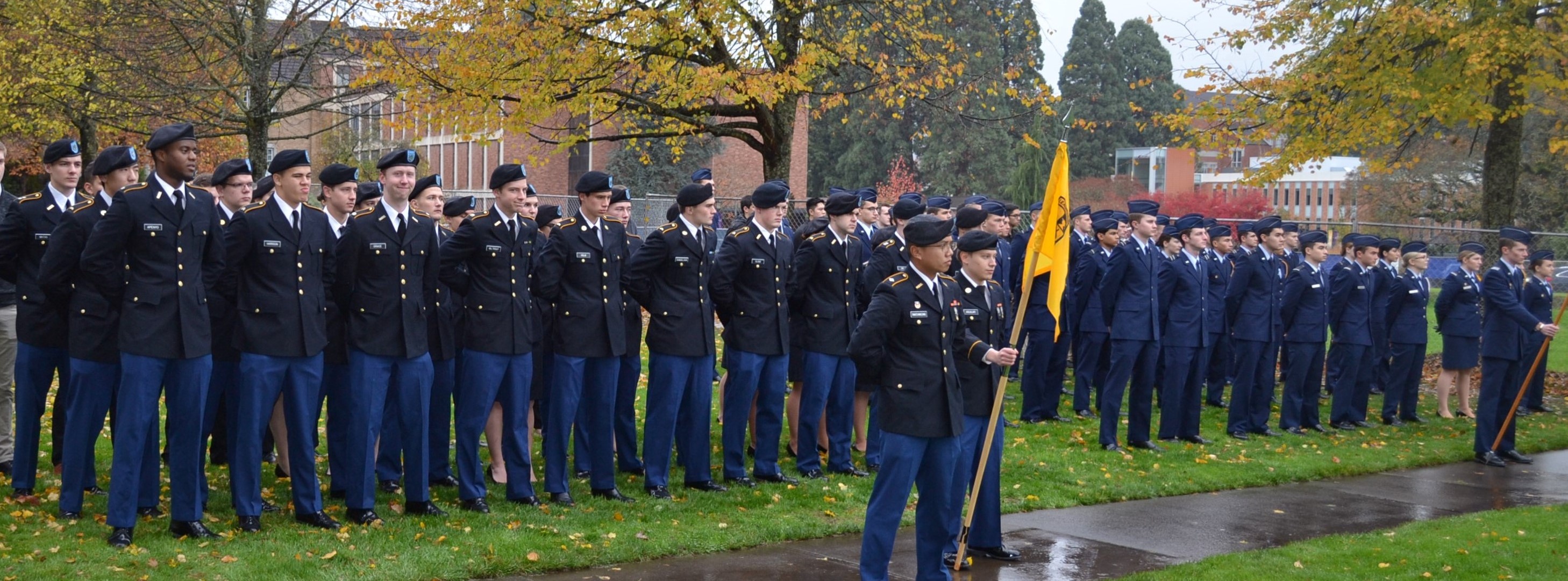 Cadets in formation for 2017 Veteran's Day ceremony.