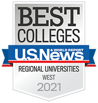 Graphic reads Best Colleges U.S. News and World Report Regional Universities West 2021