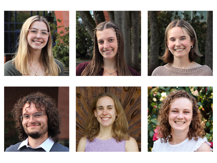 Headshot images of the six Fulbright recipients.