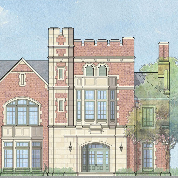 Architectural rendering of Dundon-Berchtold Hall