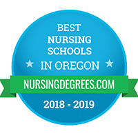 badge says best Nursing school in Oregon