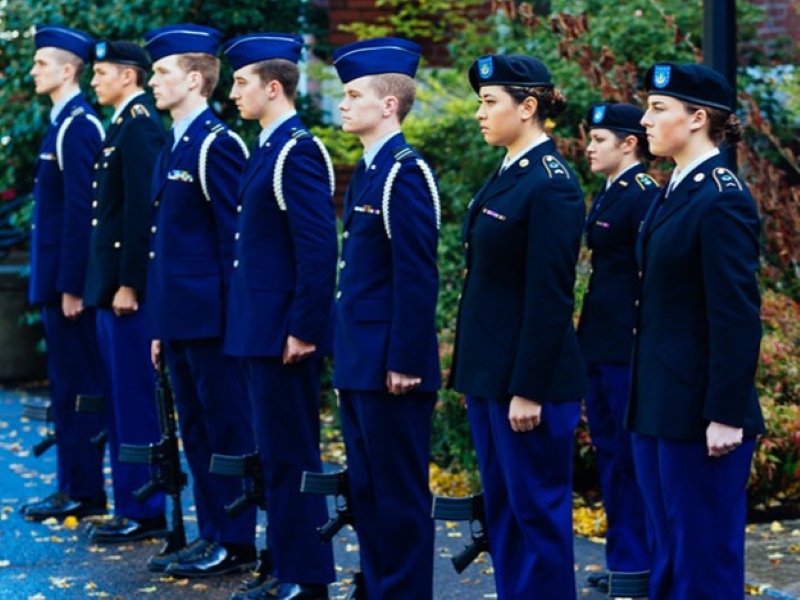 Air Force ROTC students in formation