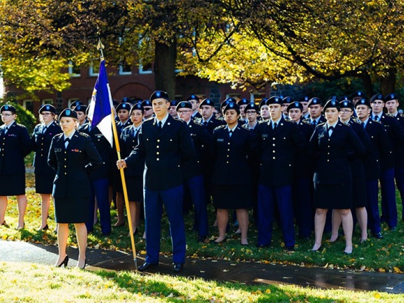 Army ROTC students in formation