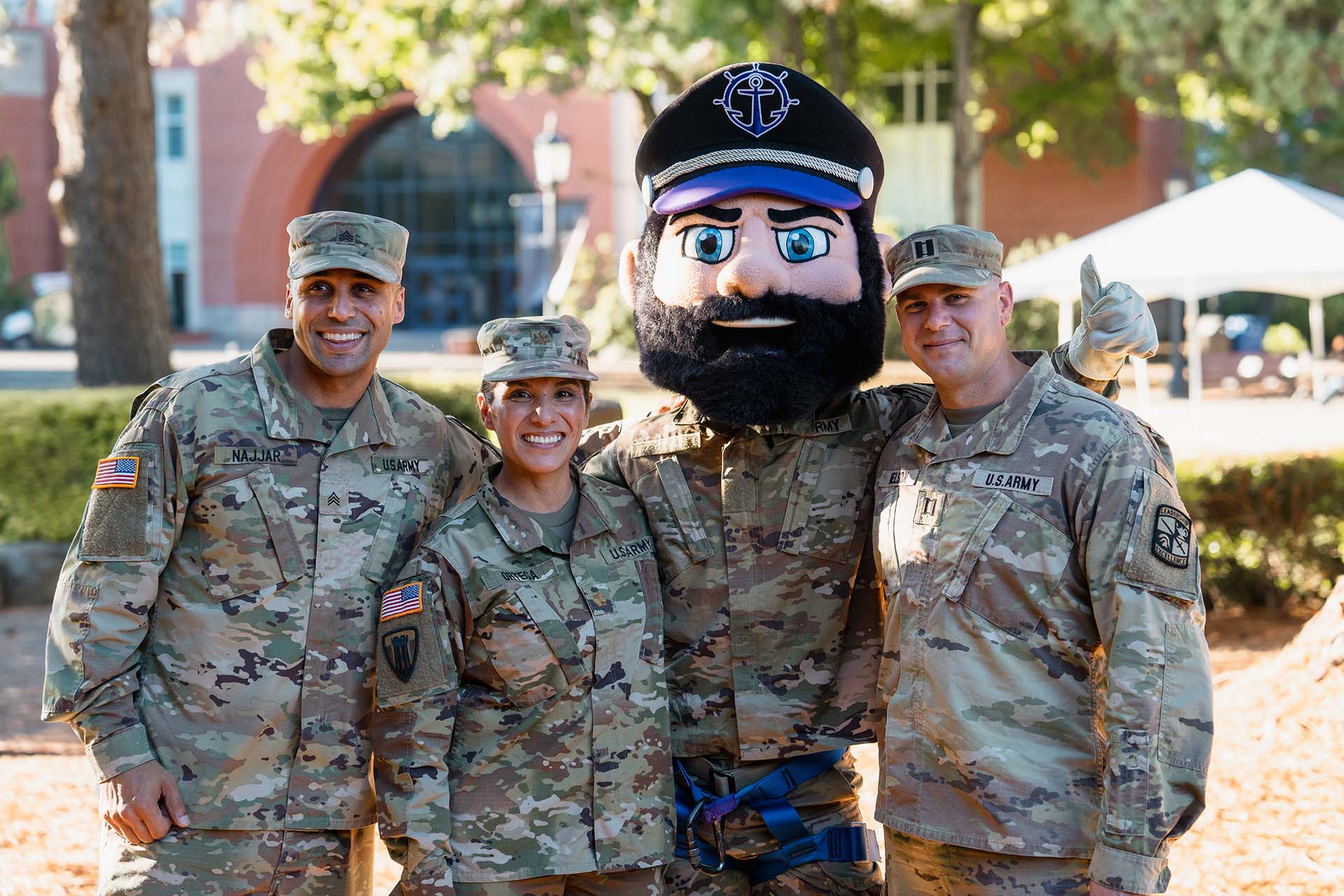 Wally Pilot with University of Portland ROTC members.