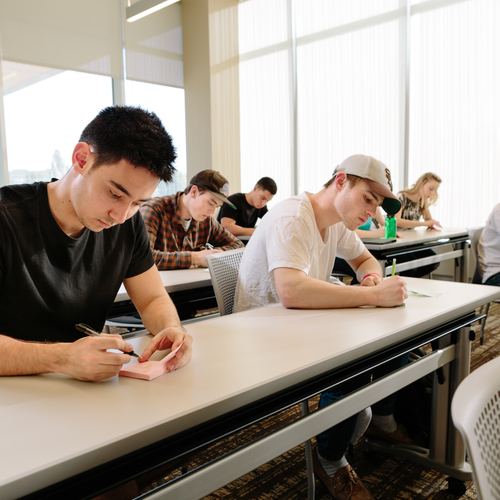 Students taking exam