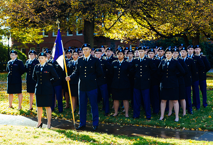 Army ROTC students in formation