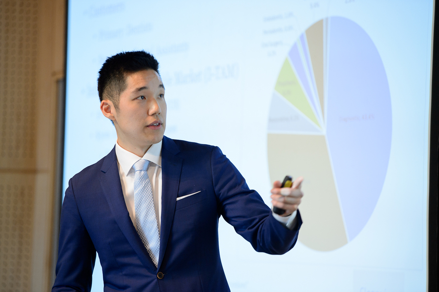 Business student giving a presentation