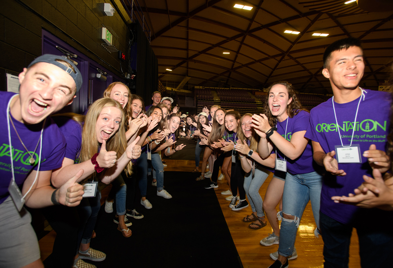 Orientation leaders welcoming new students