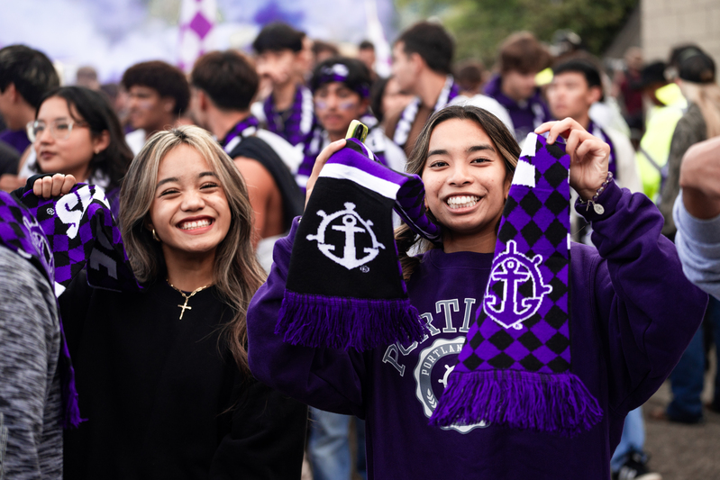 Students gather for a soccer game