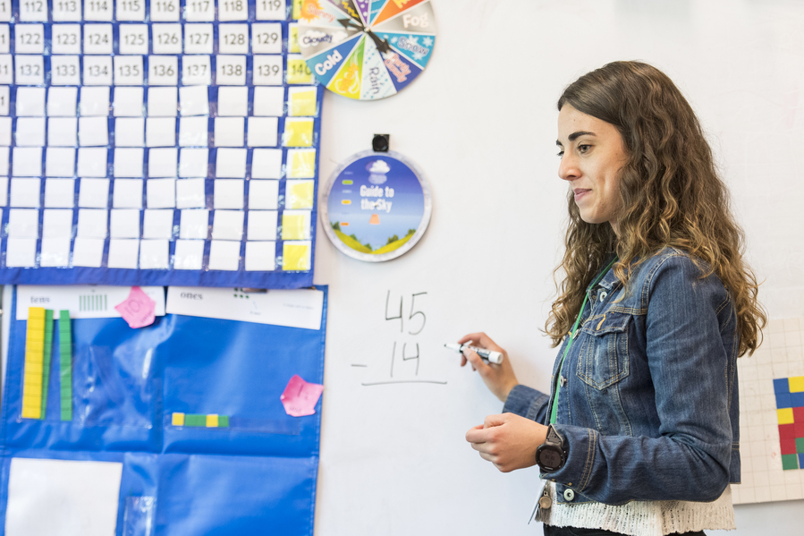 Student teacher teaching math