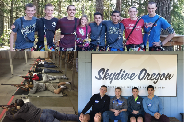 Spaatz Air Corps members at ropes course