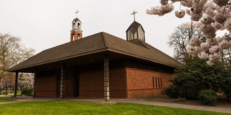 A view of the Chapel of Christ the Teacher from the Commons