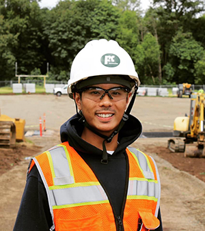Justin Manahan in hardhat and safety vest