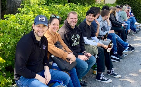 Salzburg Faculty-Led program sitting on a bench.