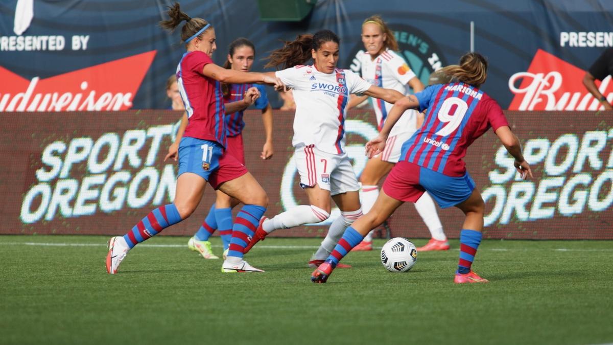 action shot of female soccer players in the middle of a game