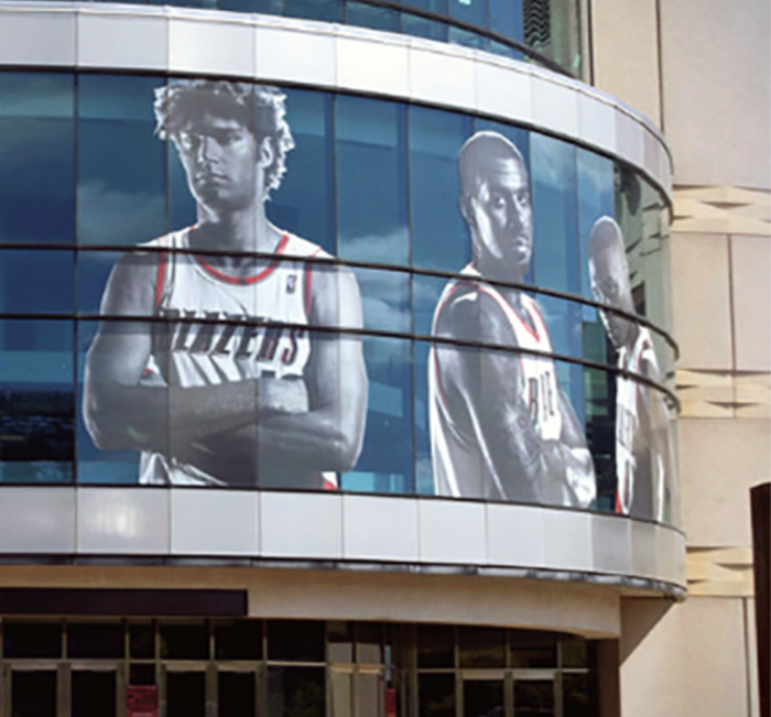 trailblazer players on a building