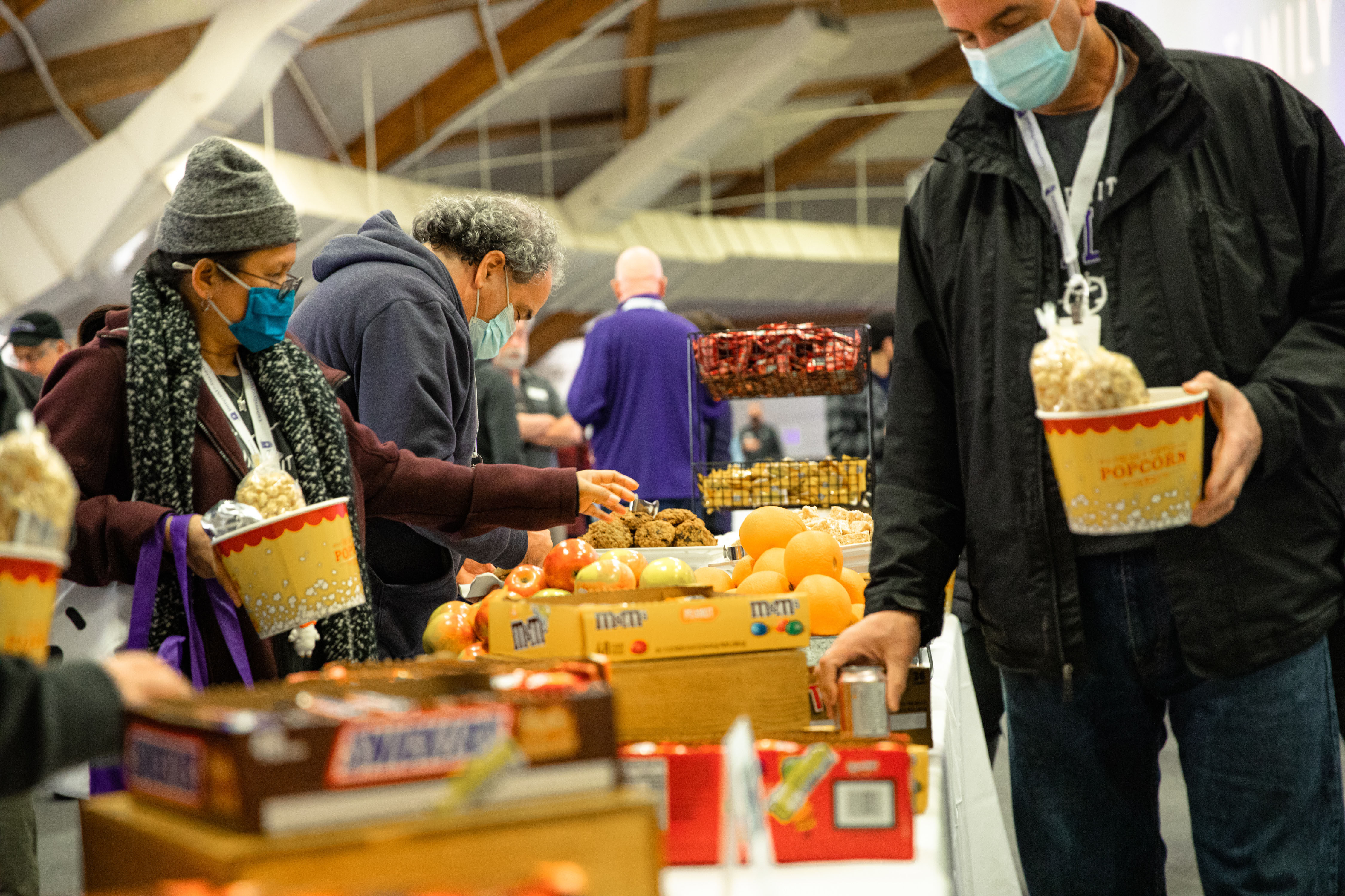Families in snack line