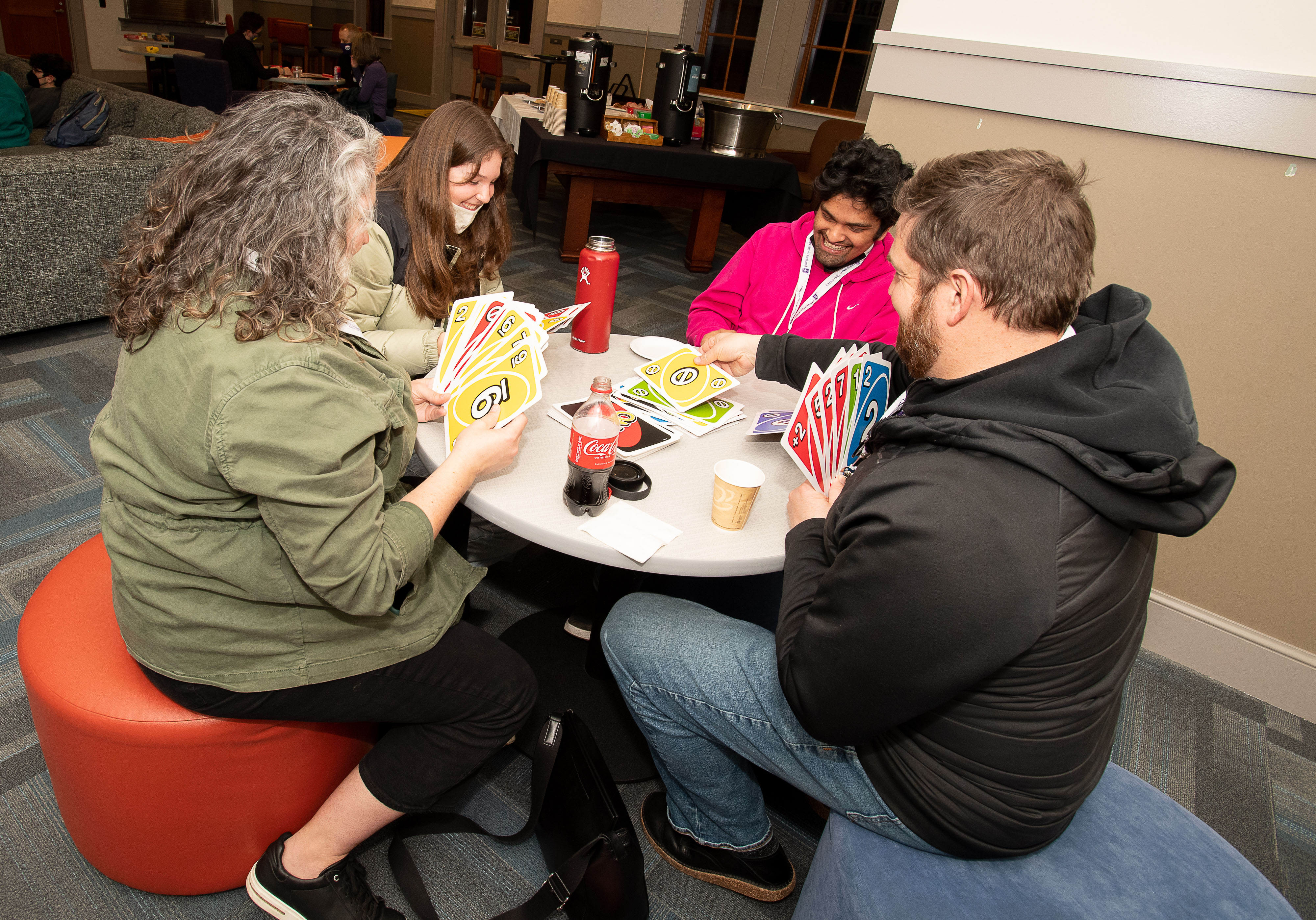 Family playing uno