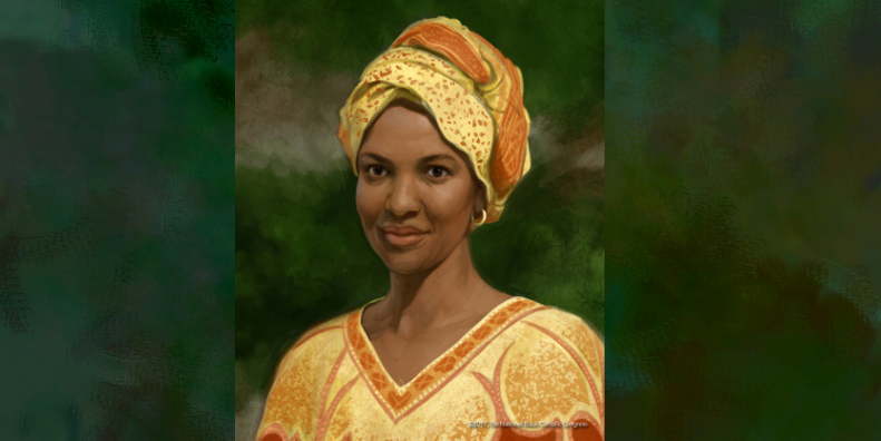 painting of black nun with African print head wrap