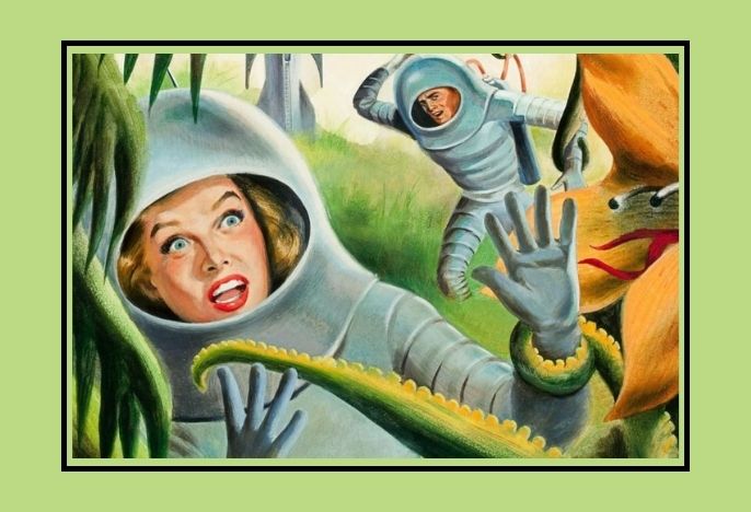 Sci-fi 1950's movie graphic