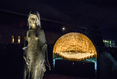 candle grotto with statue of Mary