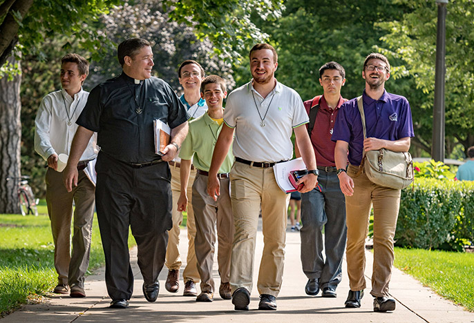 Holy Cross seminarians walking