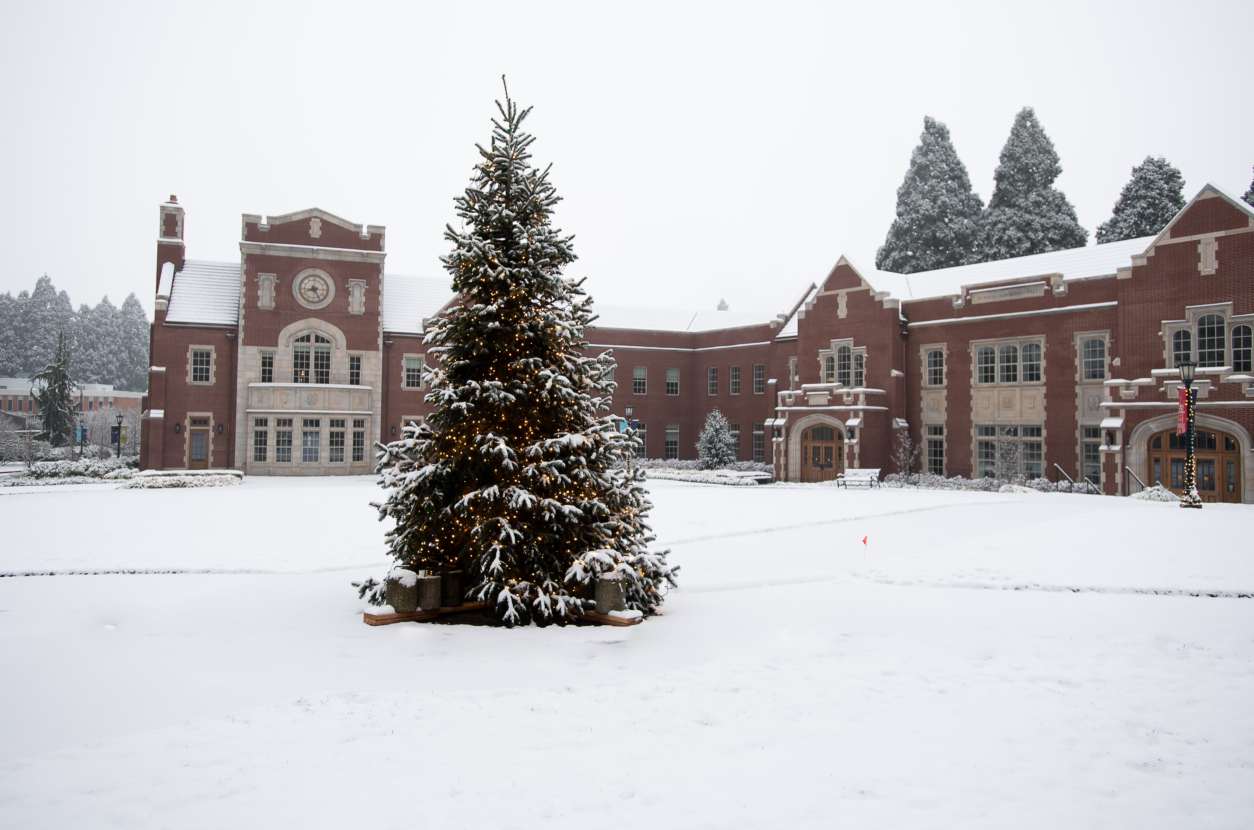 campus in the snow