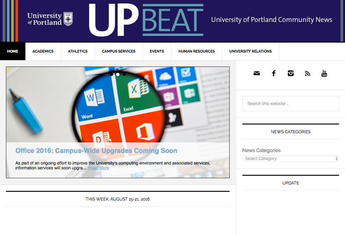 Screenshot of the UPBeat website