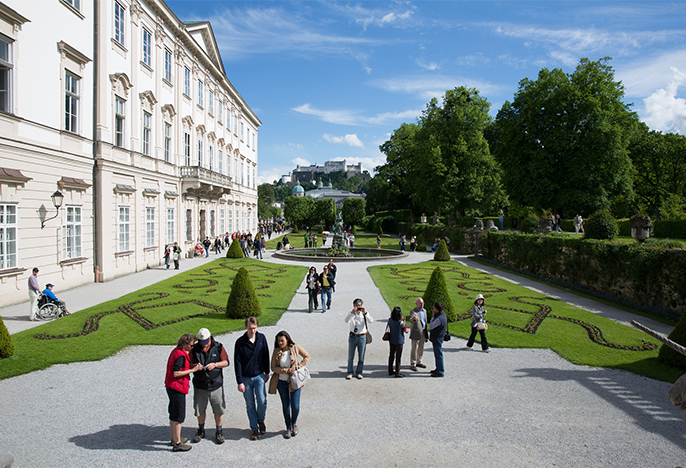 Students at Mirabell Palace in Salzburg