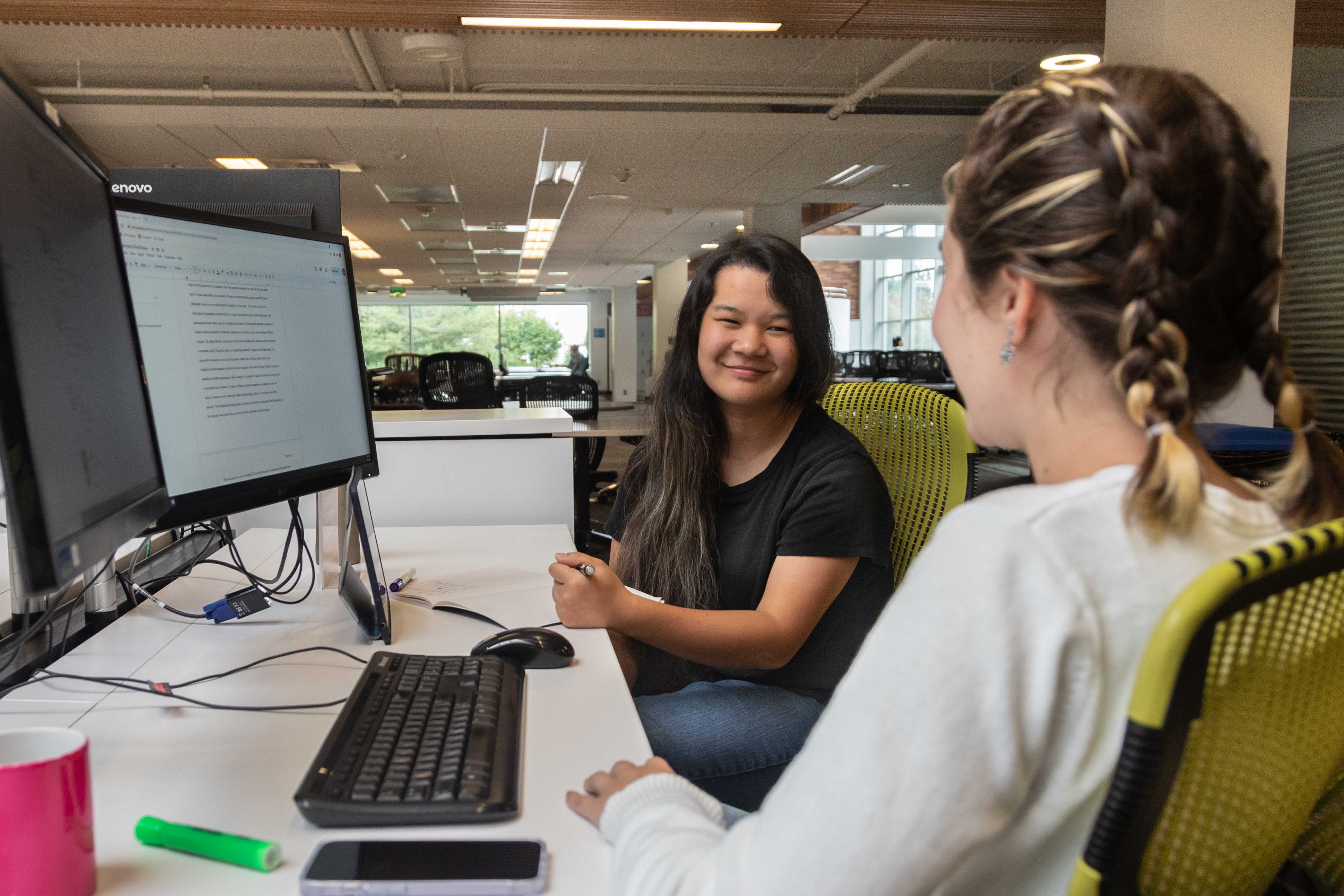 Students studying at a computer