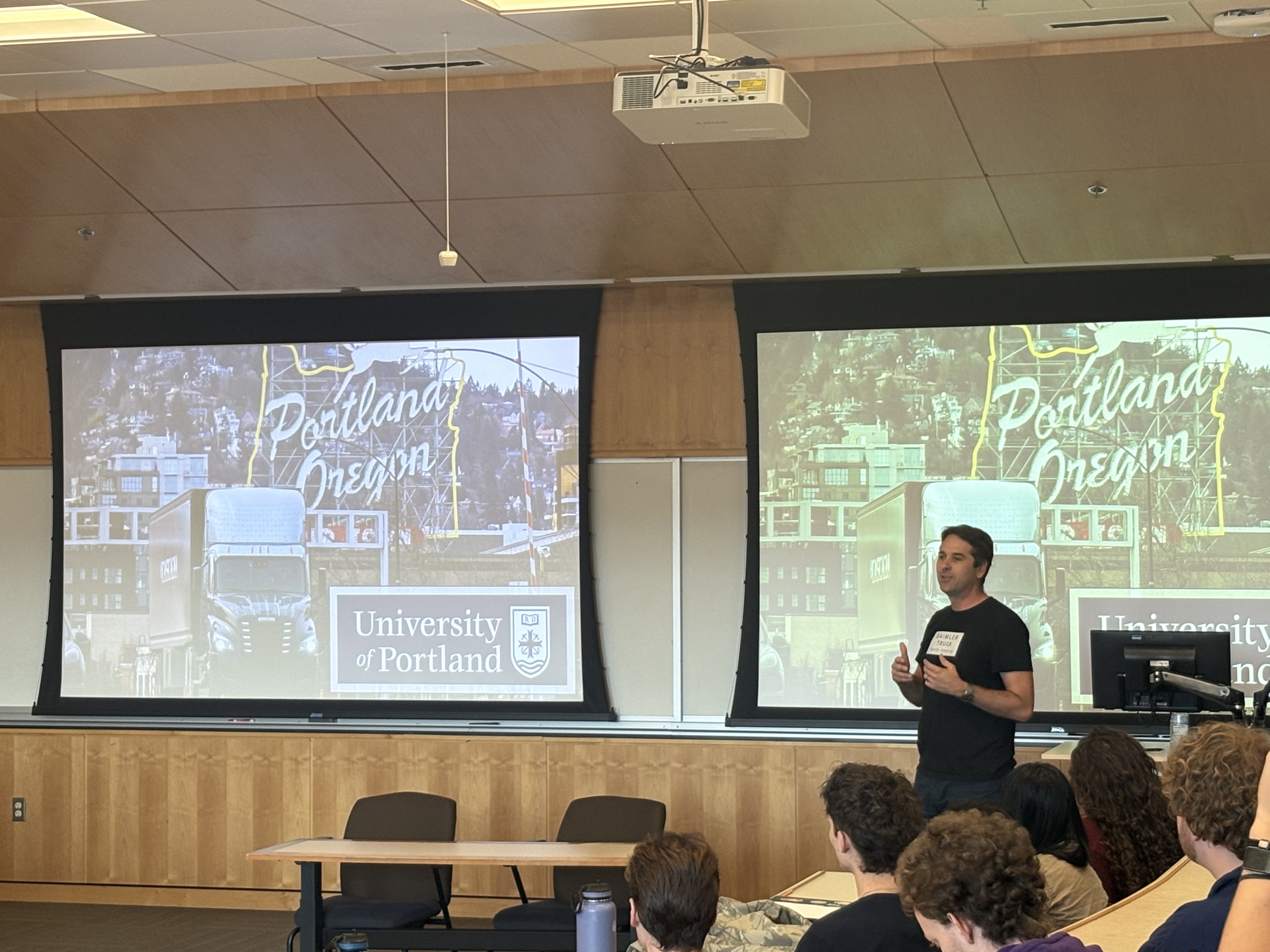 DTNA presenting during an Engineering capstone course.