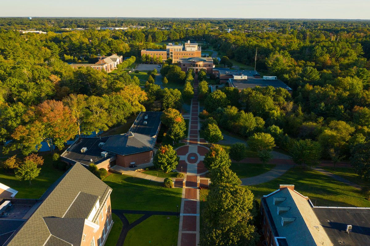 Aerial view of Stonehill College campus 