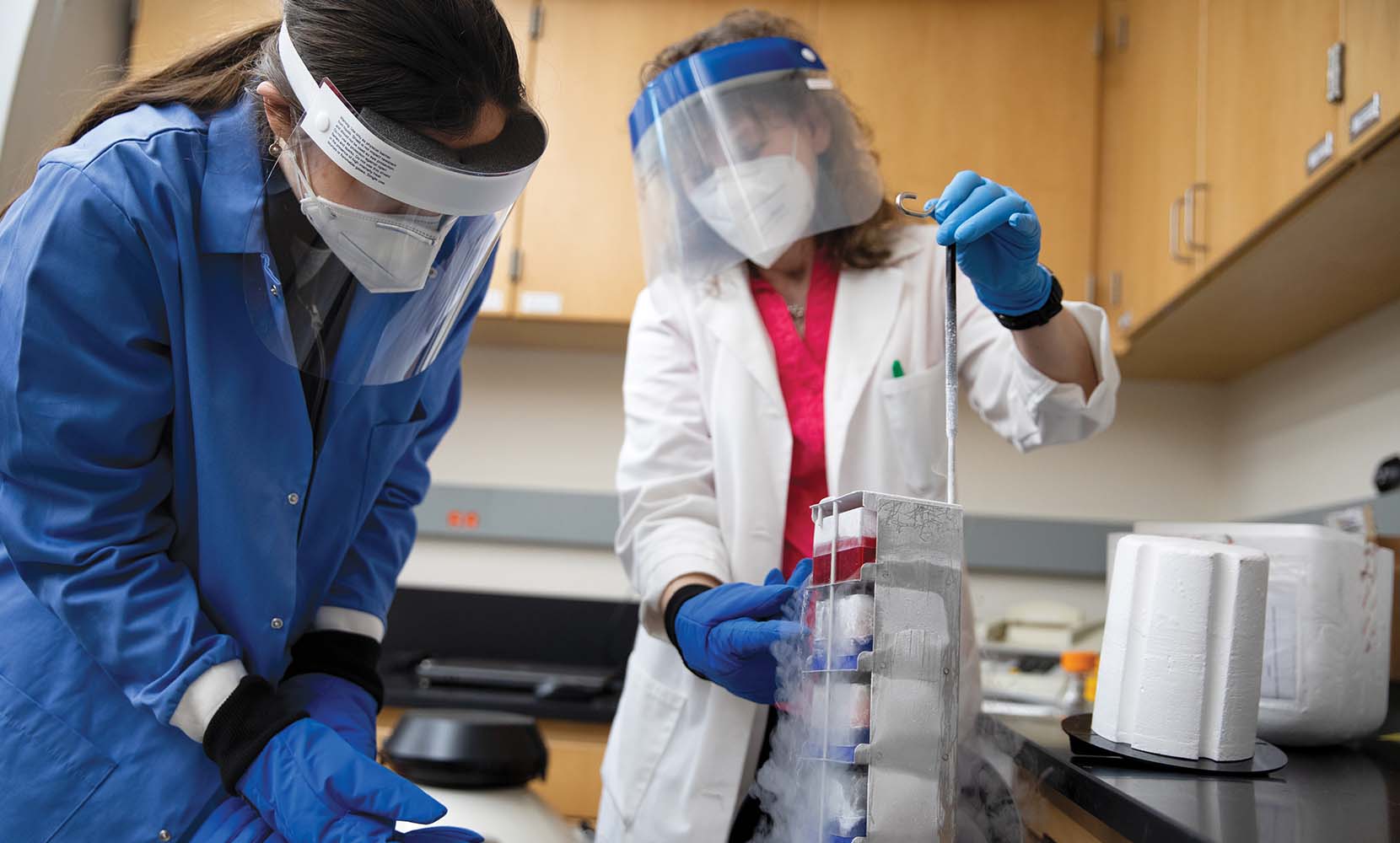 Working in the lab.