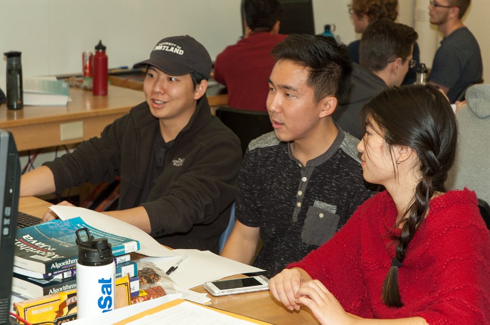 Students competing in engineering competition 