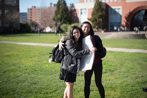 girls hugging