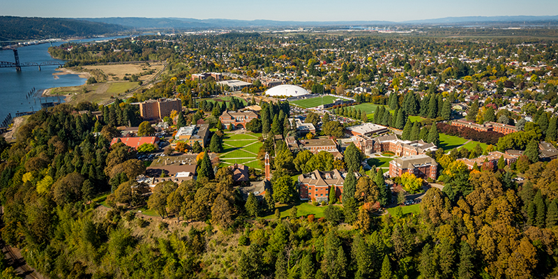 Aerial of University of Portland campus