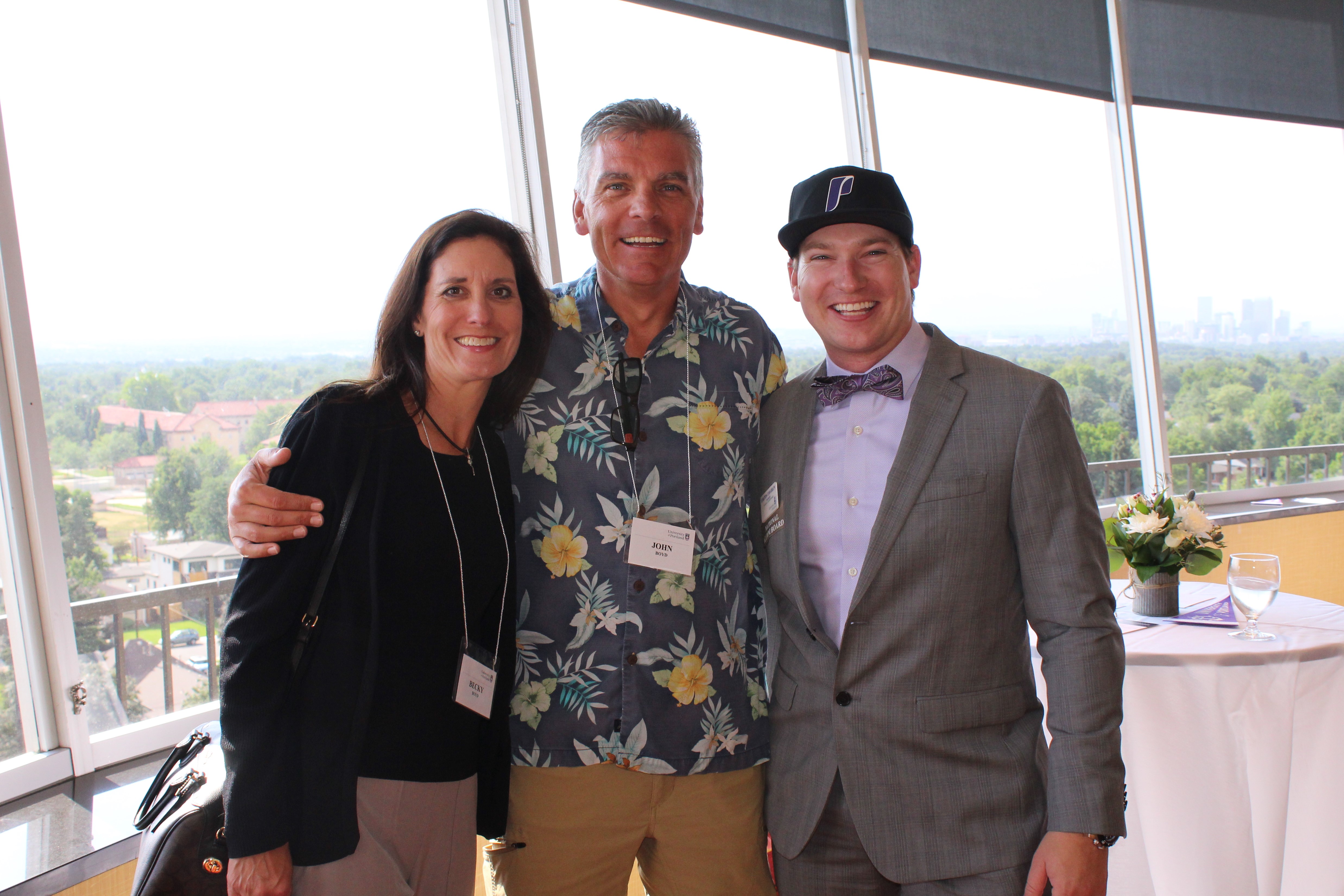 Group posing for photo at Colorado University Reception