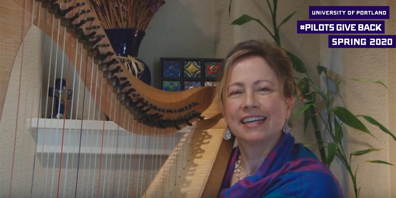 Maureen Briare with her harp