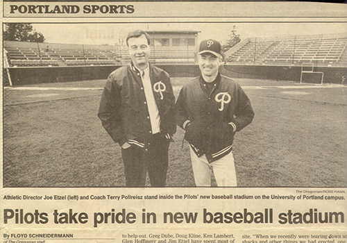 Joe Etzel and Terry Pollreisz unveil Pilot Stadium.
