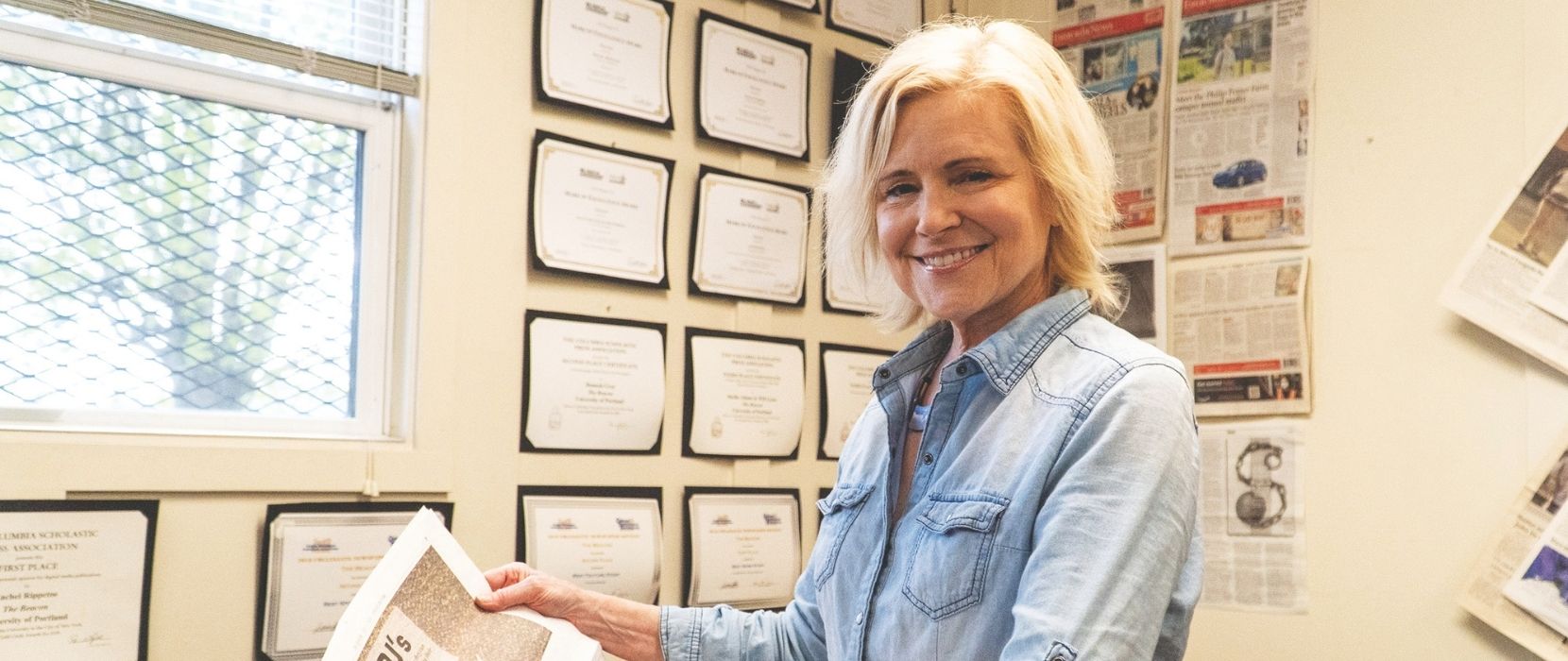 Nancy Copic in the Beacon's newsroom