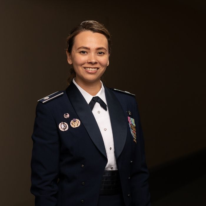 Mary Lea Bordelon in uniform at UP's military ball