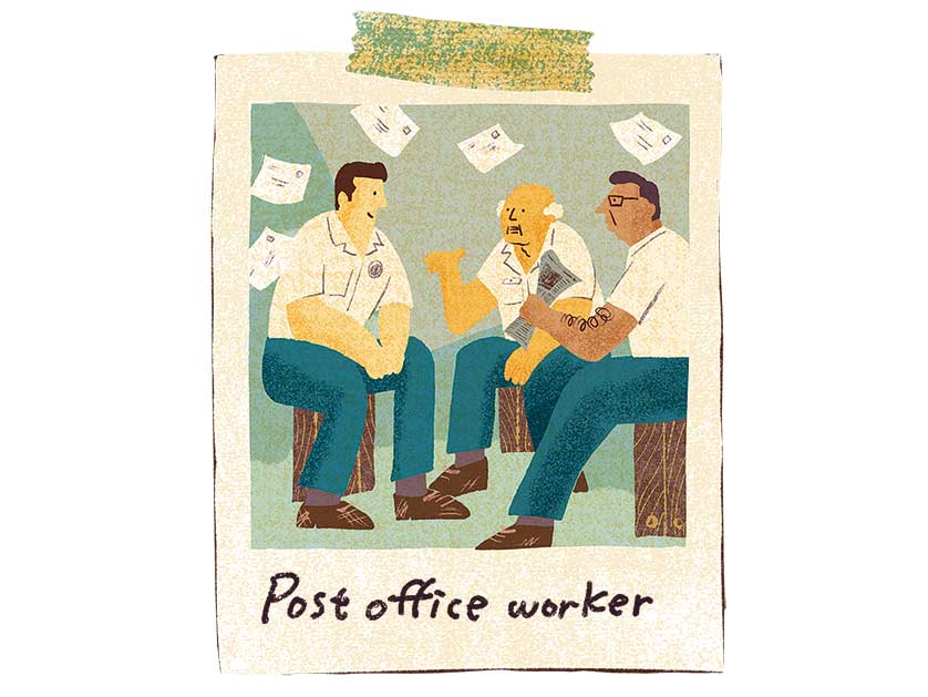 illustration of postal workers talking
