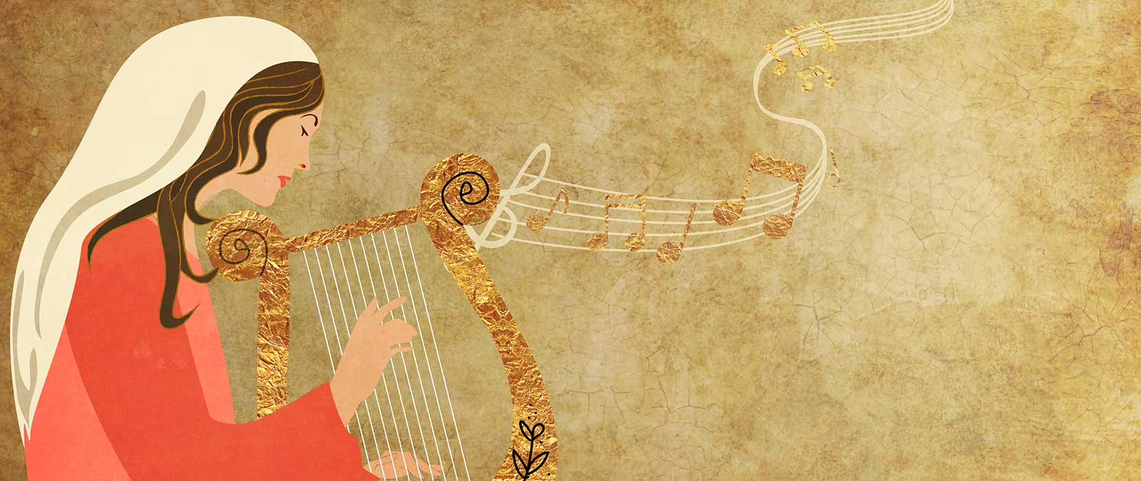 Serah plays the harp