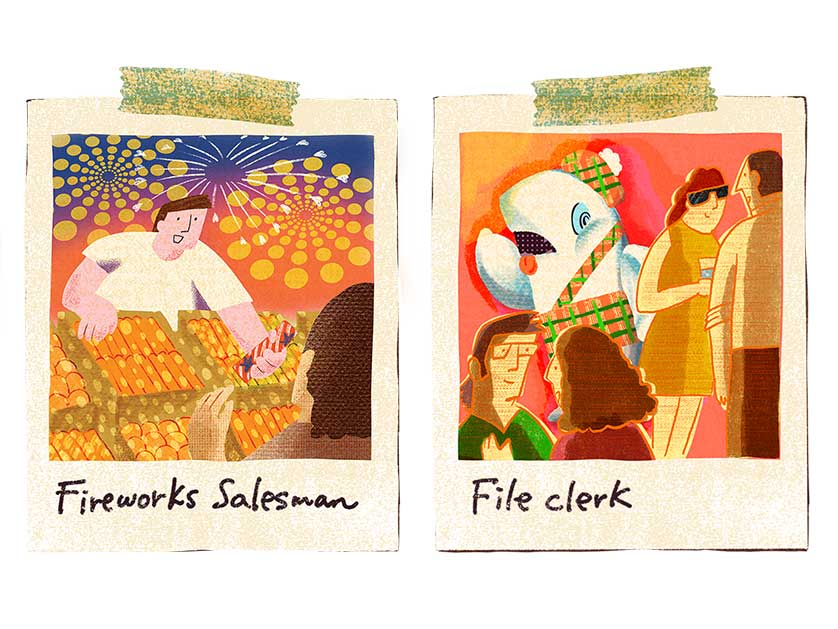 two polaroid illustrations