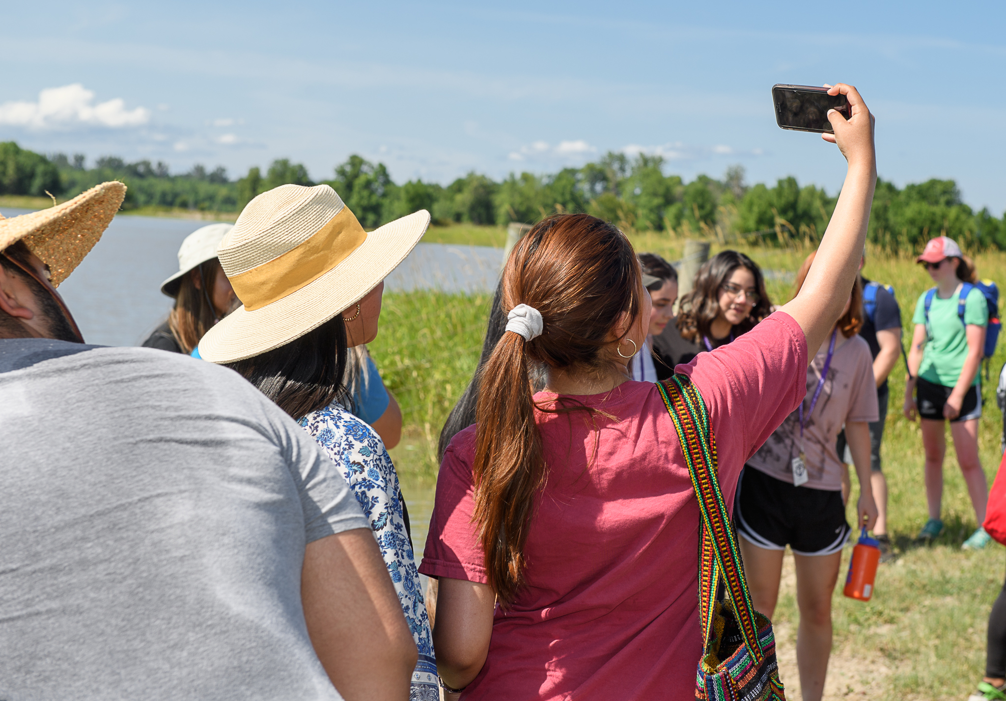 students taking a selfie outside in the summer for pre-college