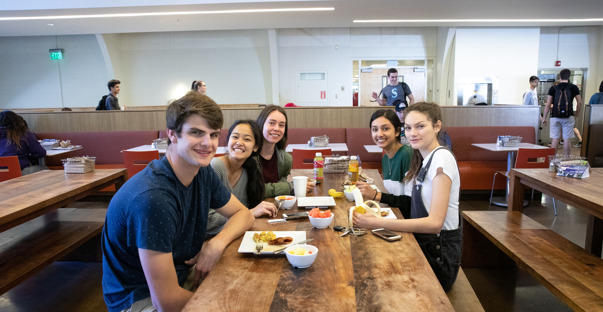 summer students eating in the commons at the best pre-college program