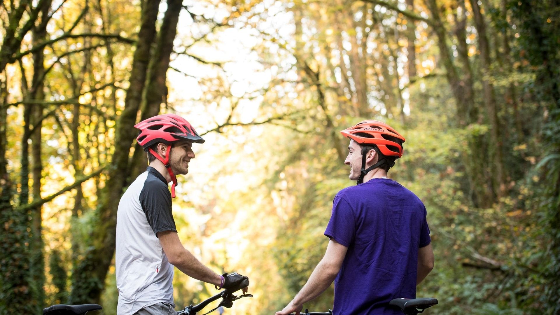 bikers at forest park talking