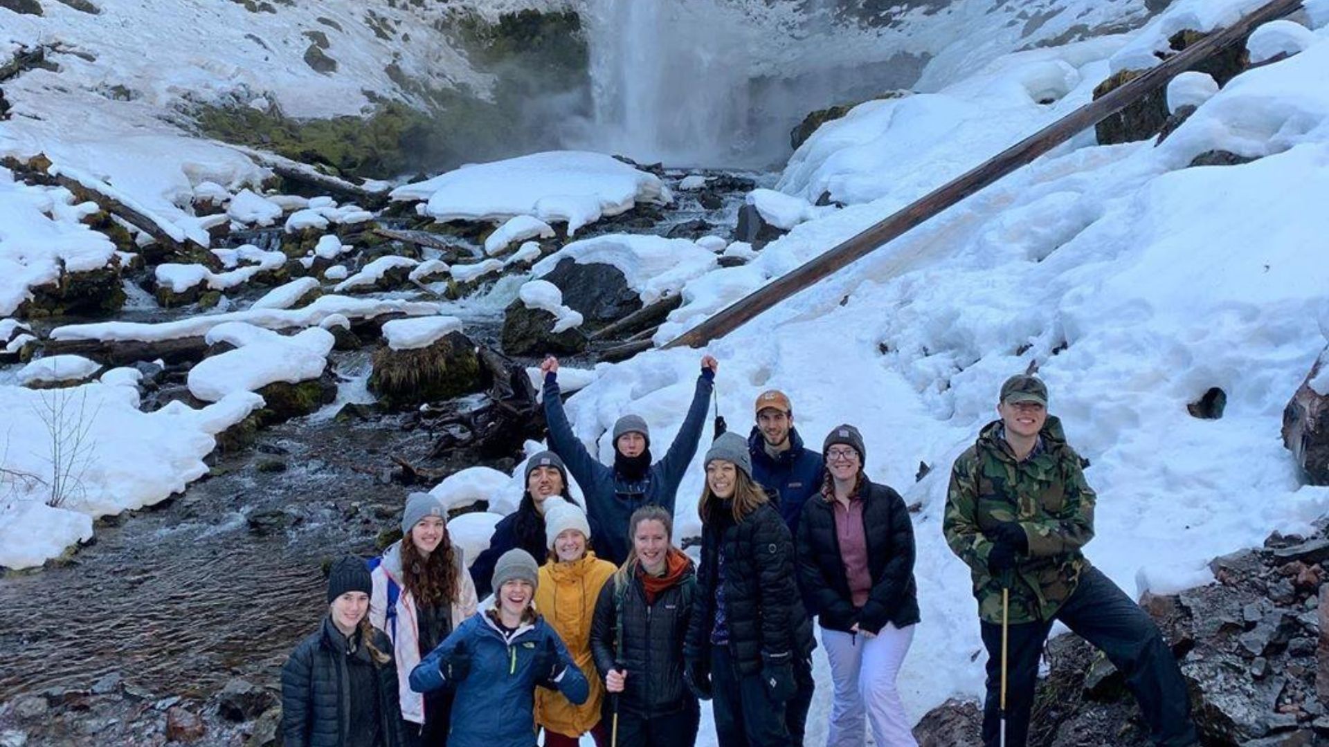 hikers at Tamanawas Falls