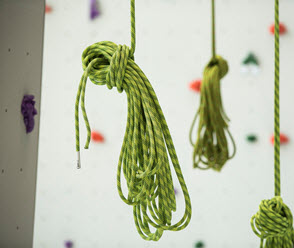 A hanging climbing rope