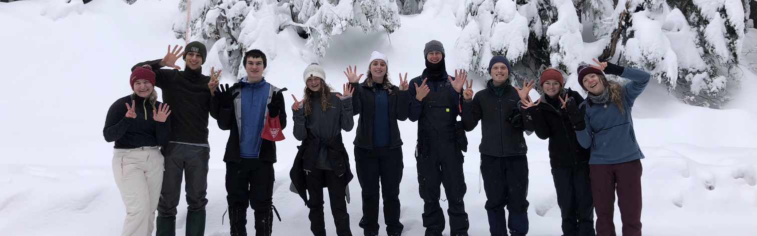 Trip leaders in the snow